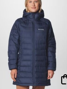 Columbia Navy Hooded Long Puffer Coat